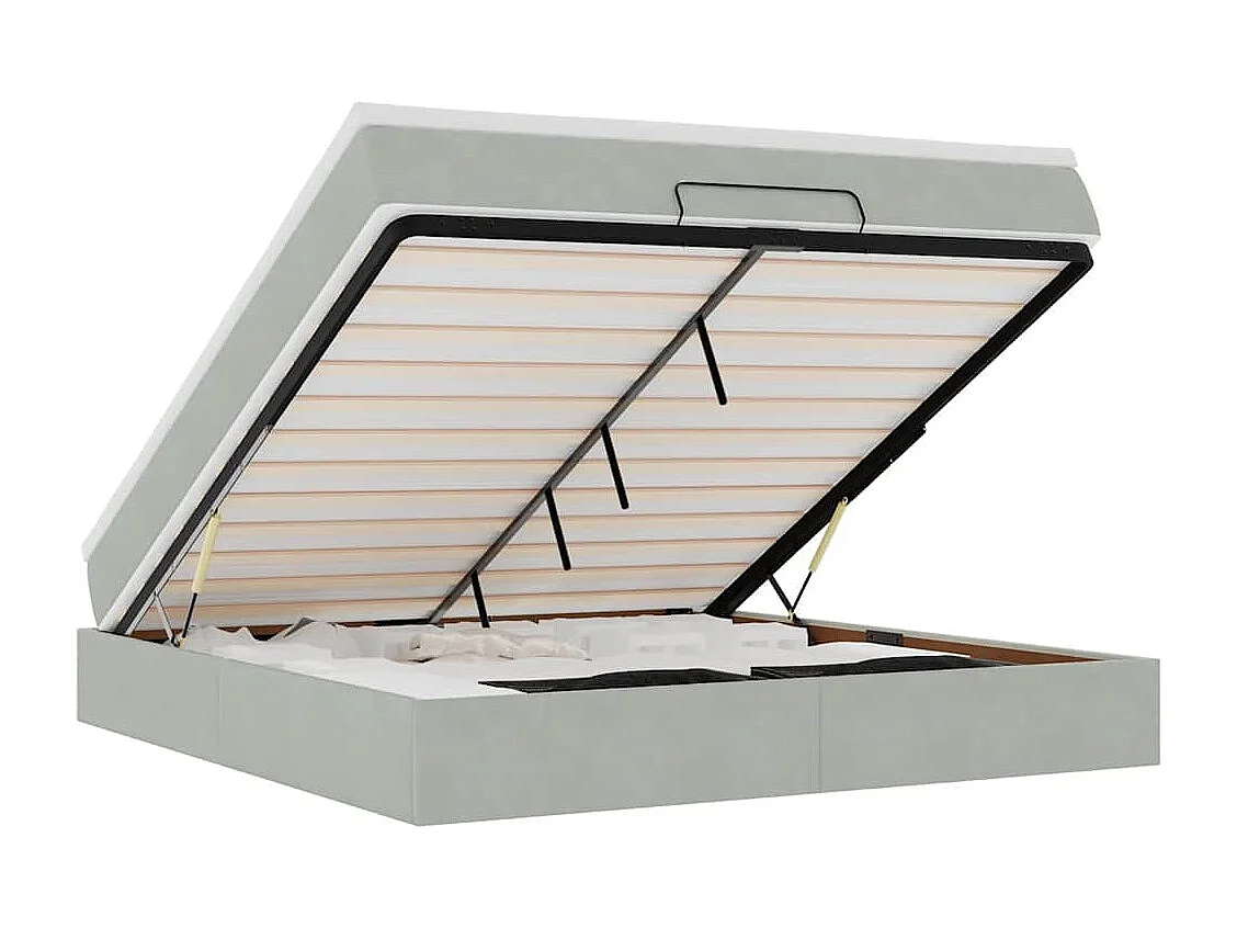 Ottoman-Bett mit Matratze Hellgrau 180x200 cm Samt