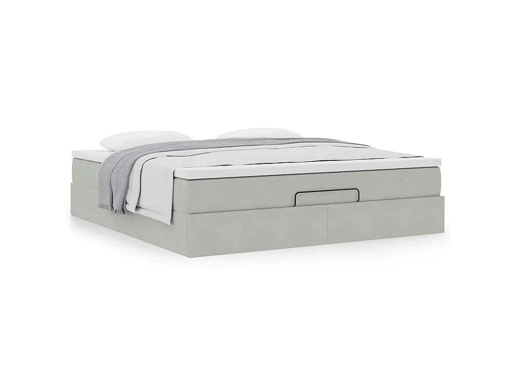 Estructura de cama otomana con colchón gris claro 180x200cm