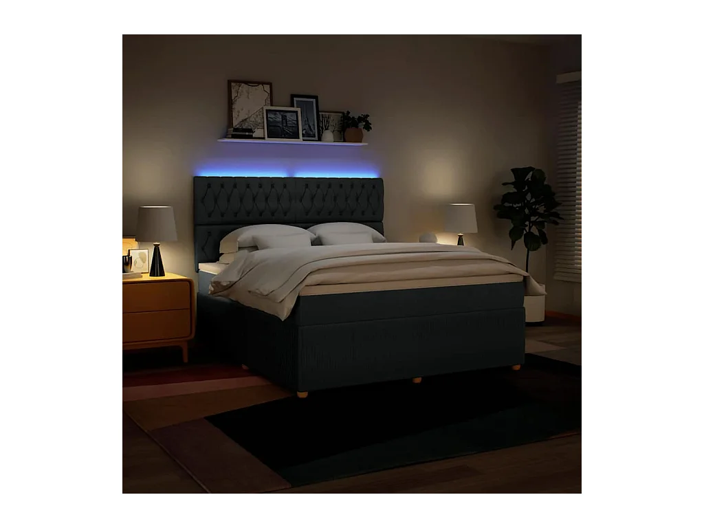 Sommier à lattes de lit avec matelas Bleu 180x200 cm Tissu