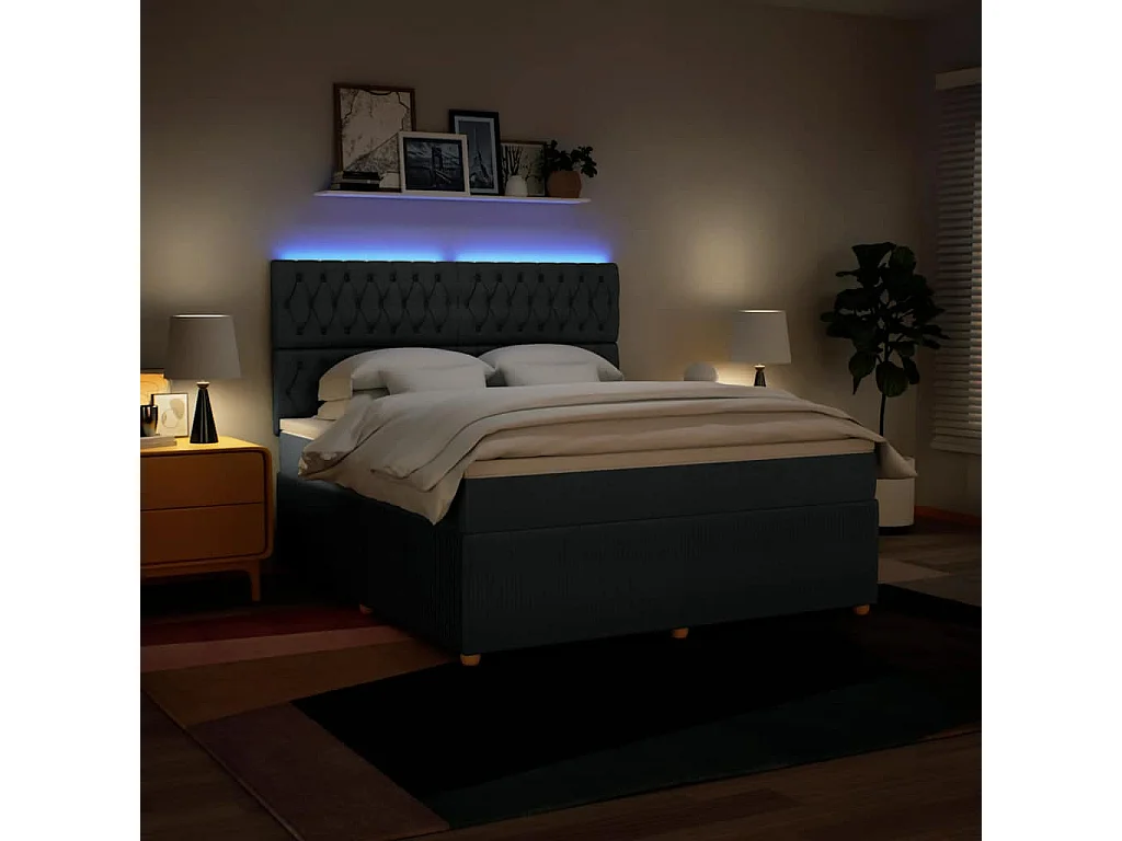 Boxspringbett mit Matratze Blau 180x200 cm Stoff