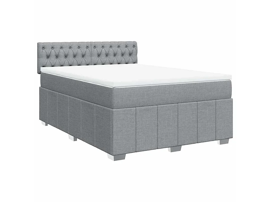 Sommier à lattes de lit avec matelas Gris clair 160x200cm Tissu