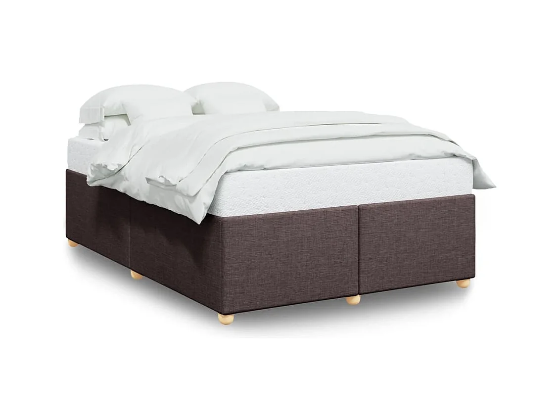 Cadre de lit sans matelas marron foncé 140x190 cm tissu