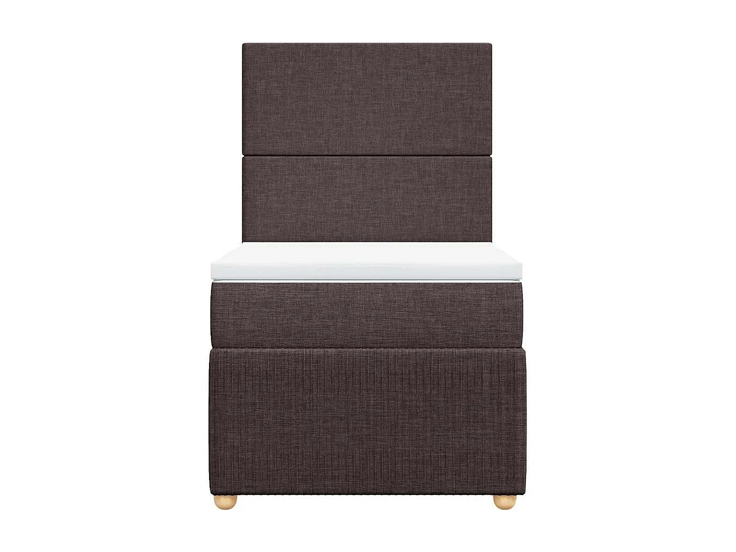 Cama box spring con colchón tela marrón oscuro 90x190 cm
