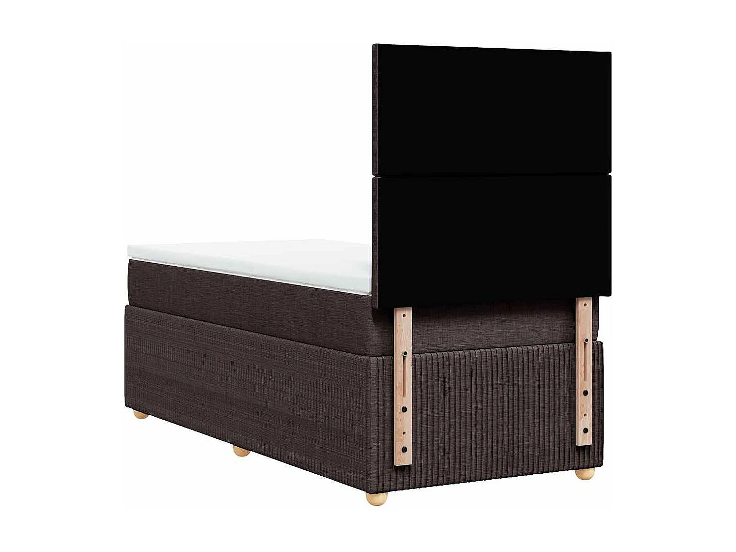 Cama box spring con colchón tela marrón oscuro 90x190 cm