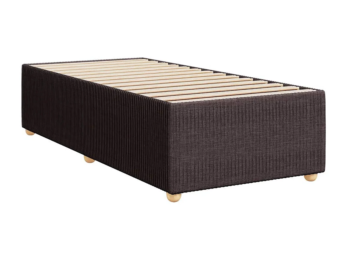 Cama box spring con colchón tela marrón oscuro 90x190 cm