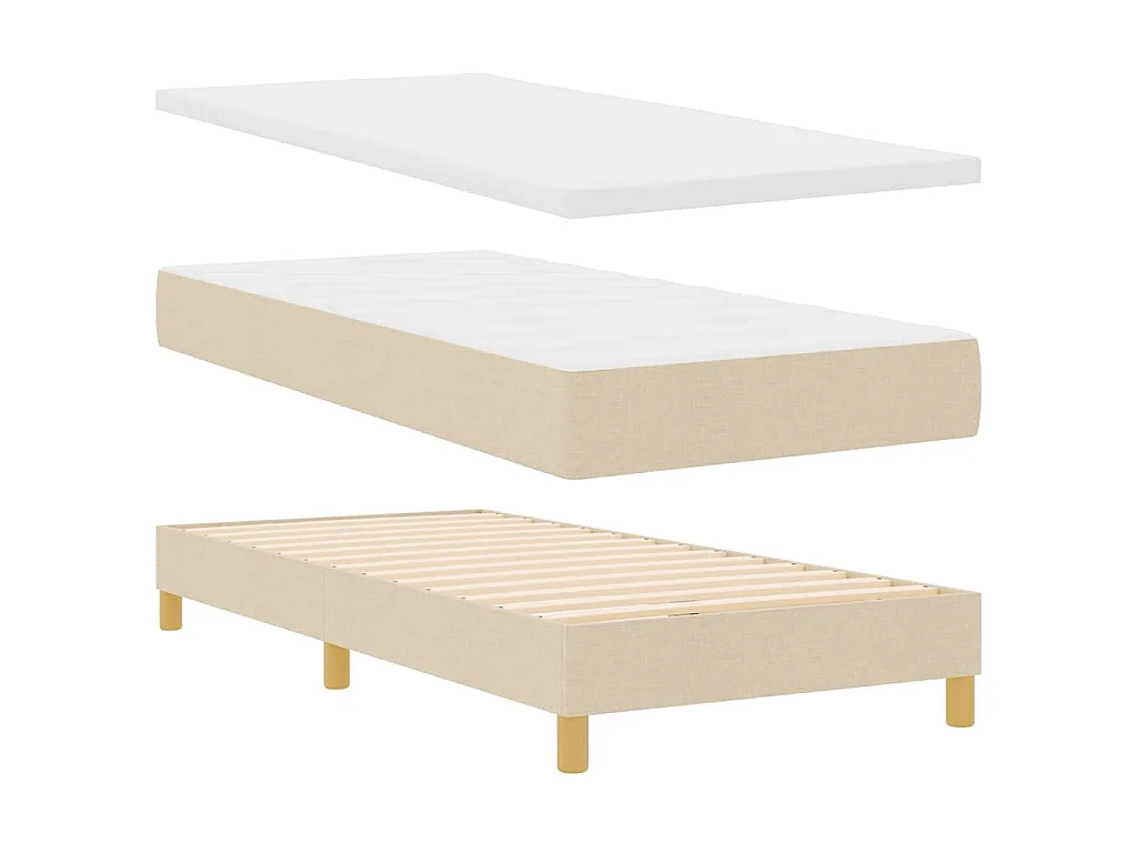 LED Box Spring Bed met hoofdeinde Crème 90 x 200 cm Stof