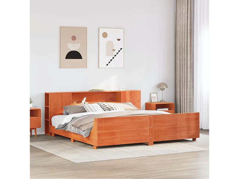 Bedframe zonder matras massief grenenhout wasbruin 180x200 cm