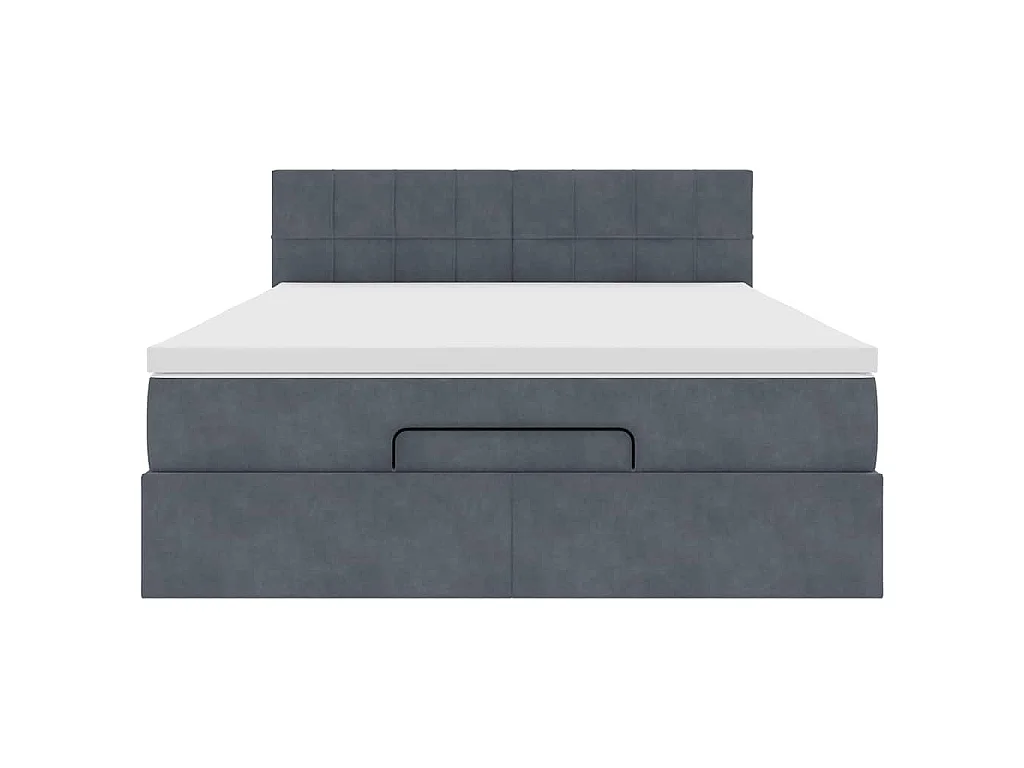 Ottoman-Bett mit Matratze Dunkelgrau 140x190 cm Samt