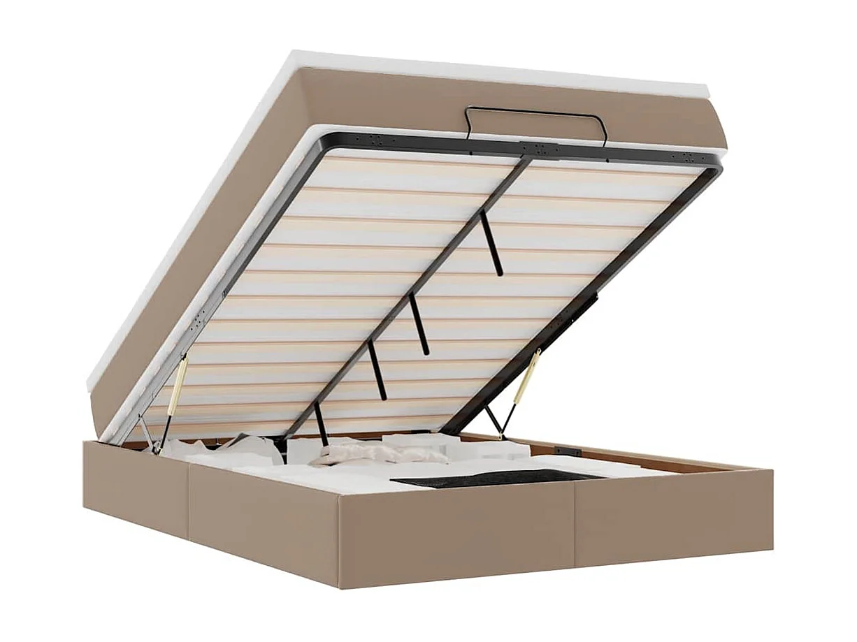 Estrutura de cama otomana com colchão cappucino 140x190 cm