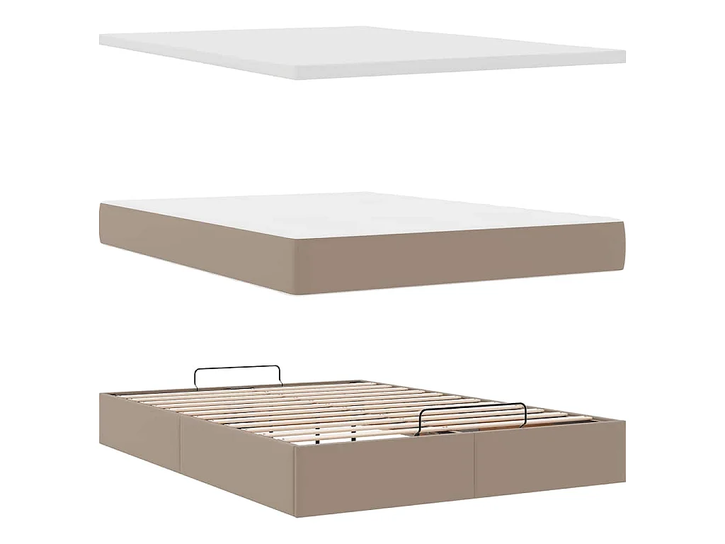 Ottoman-Bett mit Matratze Cappuccino-Braun 140x190cm Kunstleder
