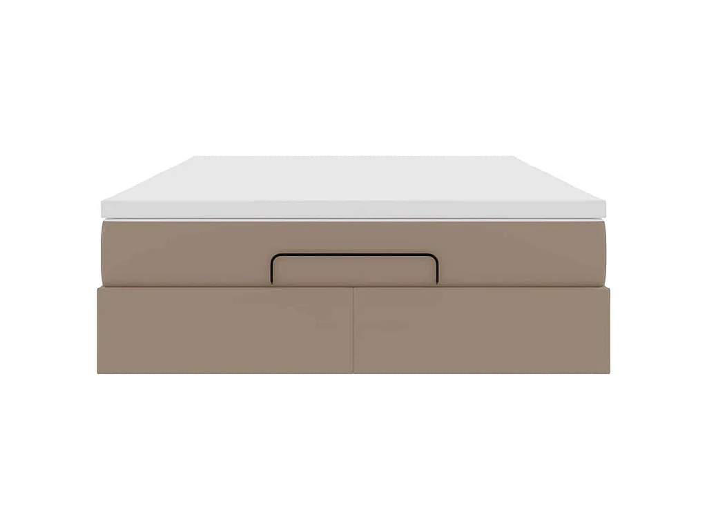 Cadre de lit ottoman et matelas cappuccino 140x190cm similicuir