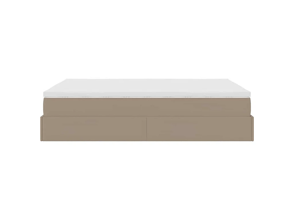 Cadre de lit ottoman et matelas cappuccino 140x190cm similicuir