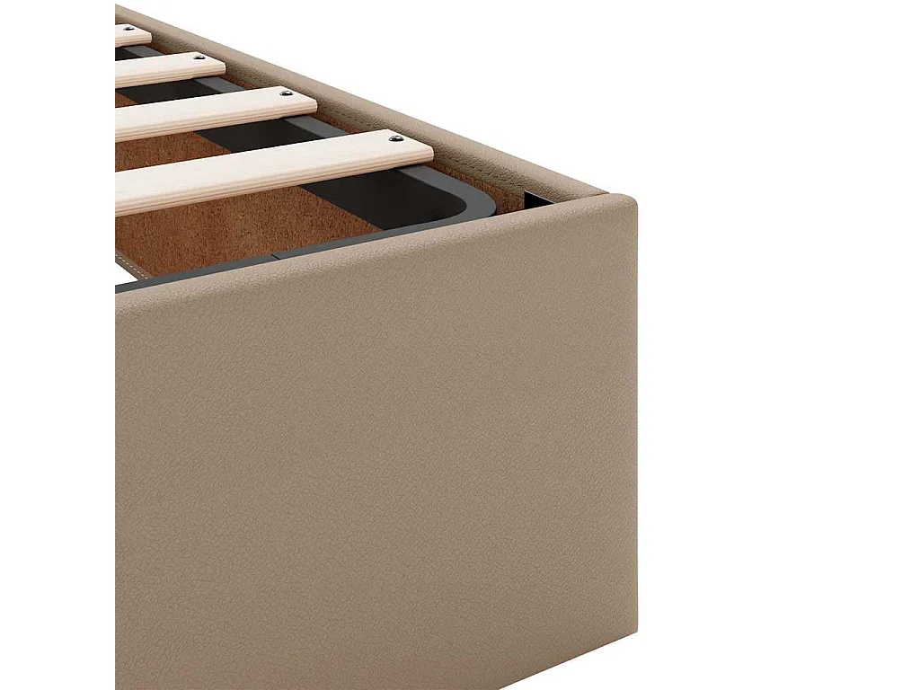 Cadre de lit ottoman et matelas cappuccino 140x190cm similicuir