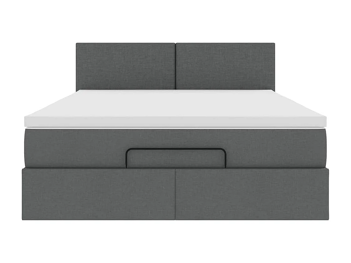 Ottomane Bett mit Matratze & LEDs Dunkelgrau 140x190 cm Stoff