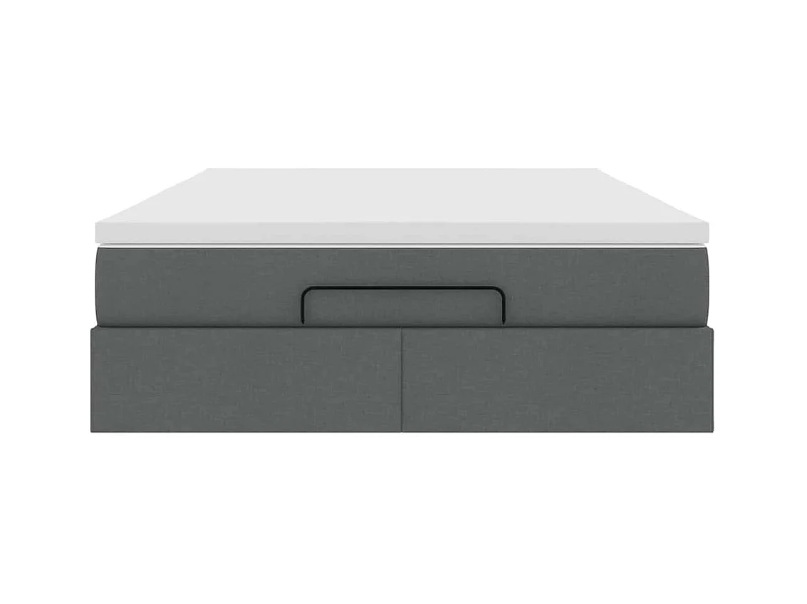Cadre de lit ottoman avec matelas gris foncé 140x200 cm tissu