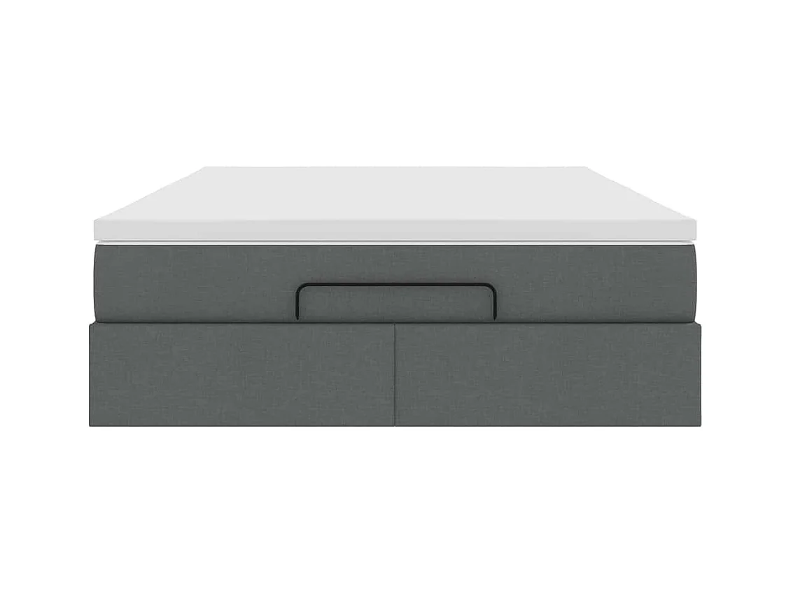 Cadre de lit ottoman avec matelas gris foncé 140x200 cm tissu