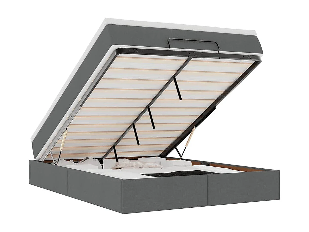 Ottoman-Bett mit Matratze Dunkelgrau 140x200 cm Stoff