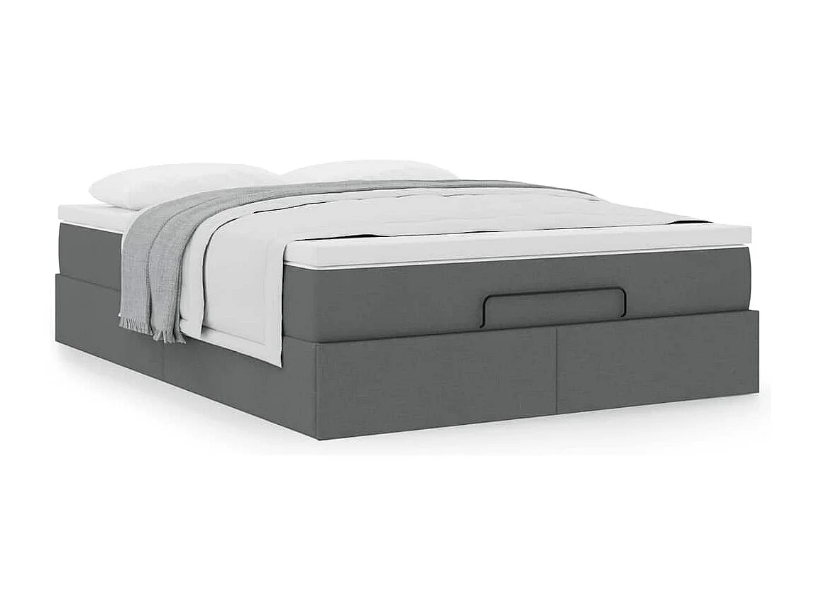 Ottoman-Bett mit Matratze Dunkelgrau 140x200 cm Stoff