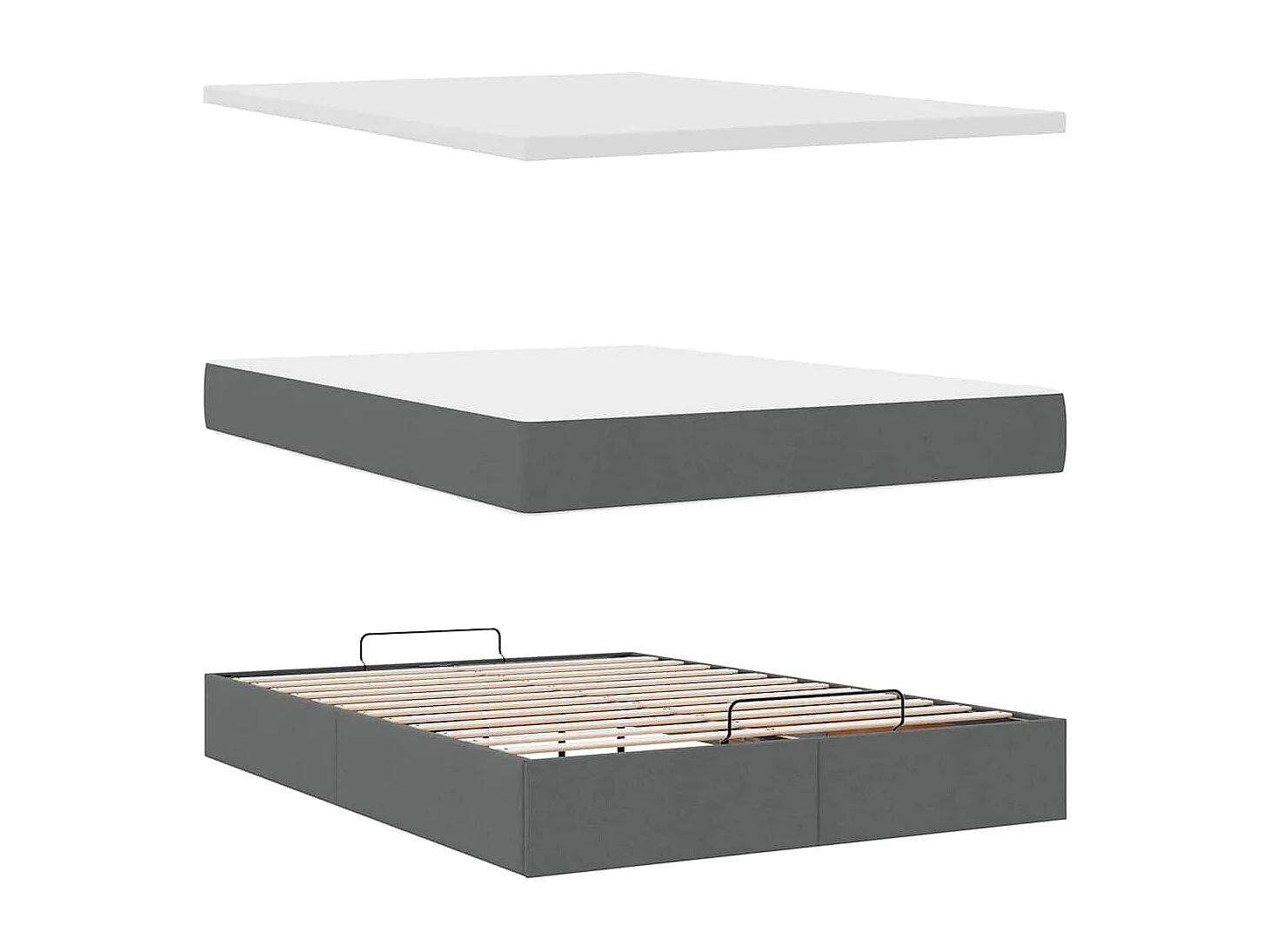 Ottoman-Bett mit Matratze Dunkelgrau 140x200 cm Stoff