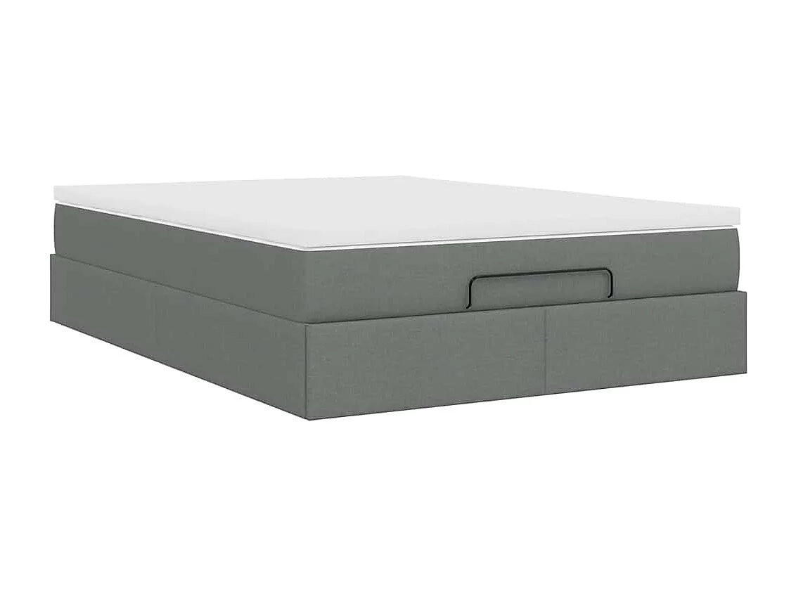 Ottoman-Bett mit Matratze Dunkelgrau 140x200 cm Stoff