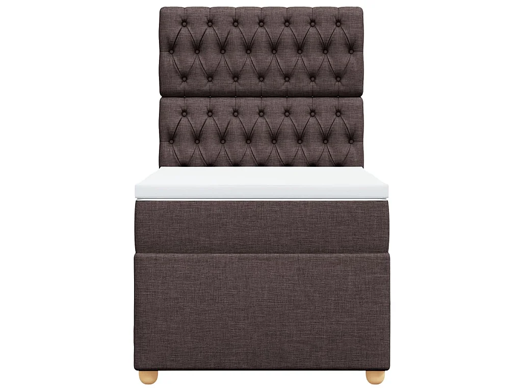 Cama box spring con colchón tela marrón oscuro 100x200 cm