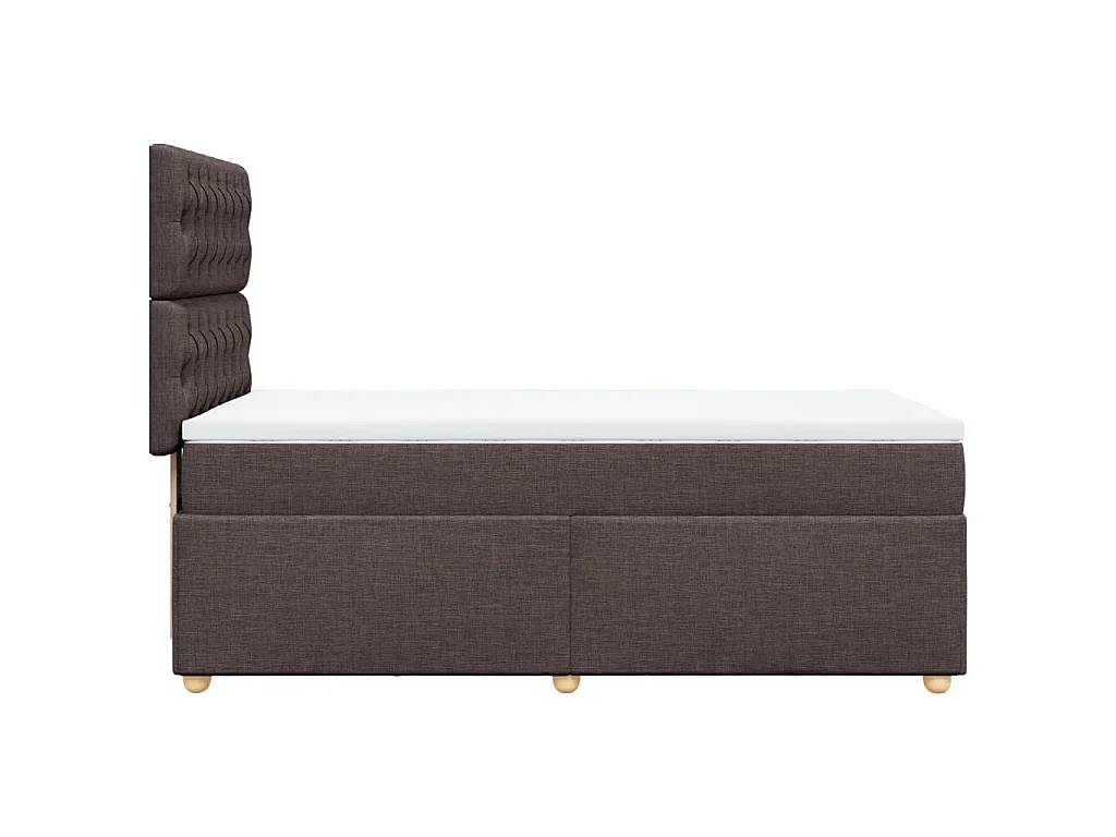 Cama box spring con colchón tela marrón oscuro 100x200 cm