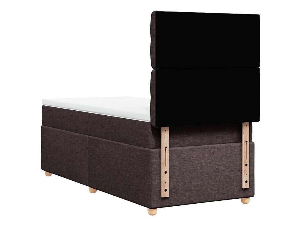 Cama box spring con colchón tela marrón oscuro 100x200 cm