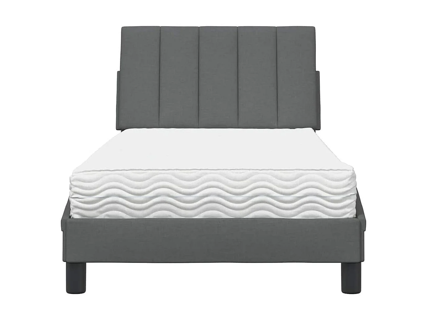 Lit avec matelas Hanko gris foncé 90x200 cm tissu