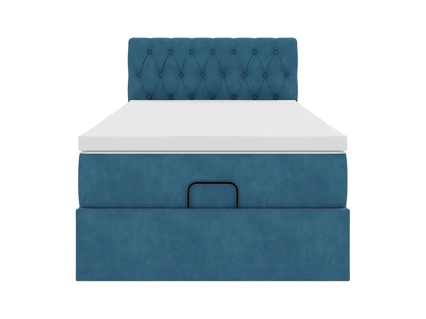 Cadre de lit ottoman avec matelas bleu foncé 100x200 cm velours