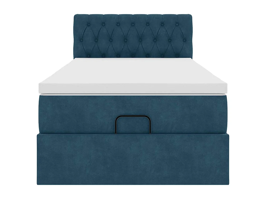 Ottoman-Bett mit Matratze Dunkelblau 100x200 cm Samt