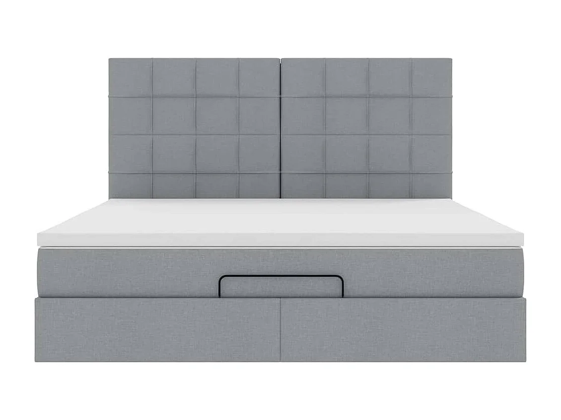 Cadre de lit ottoman et matelas gris clair 160x200cm tissu
