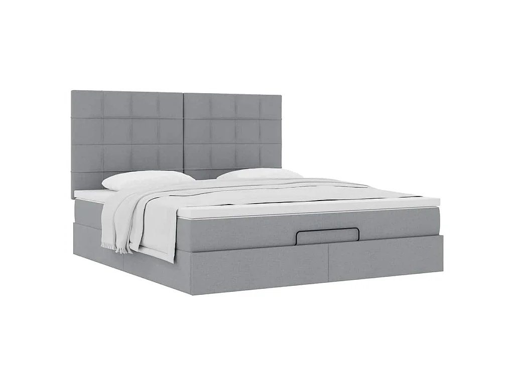 Ottoman-Bett mit Matratze Hellgrau 160x200 cm Stoff