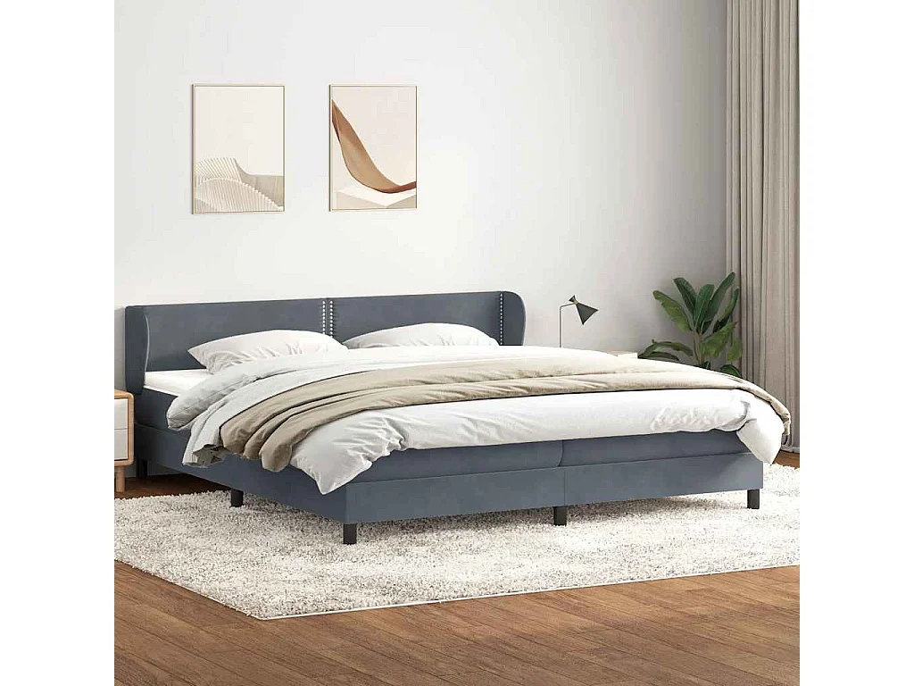Boxspringbett mit Matratzen Dunkelgrau 180x220 cm Samt