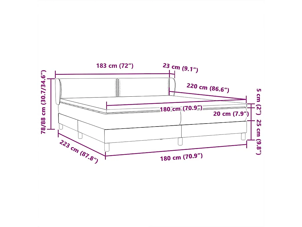 Boxspringbett mit Matratzen Dunkelgrau 180x220 cm Samt