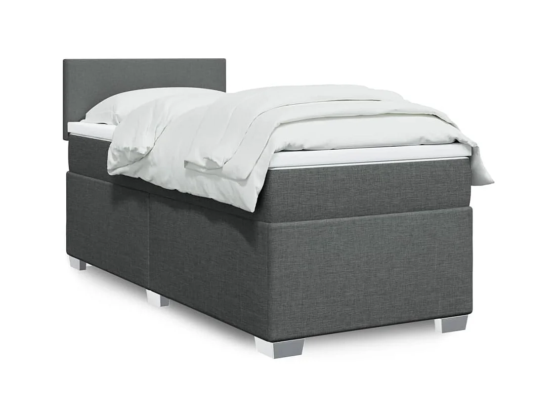 Boxspring met matras stof donkergrijs 90x190 cm