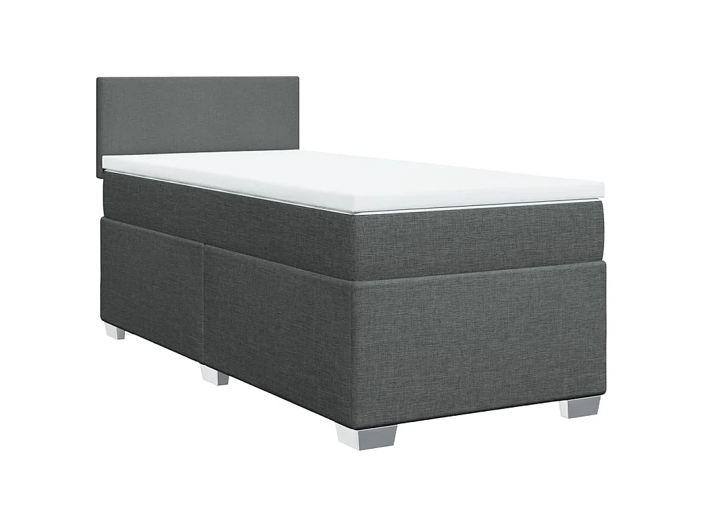 Cama com molas/colchão 90x190 cm tecido cinza-escuro