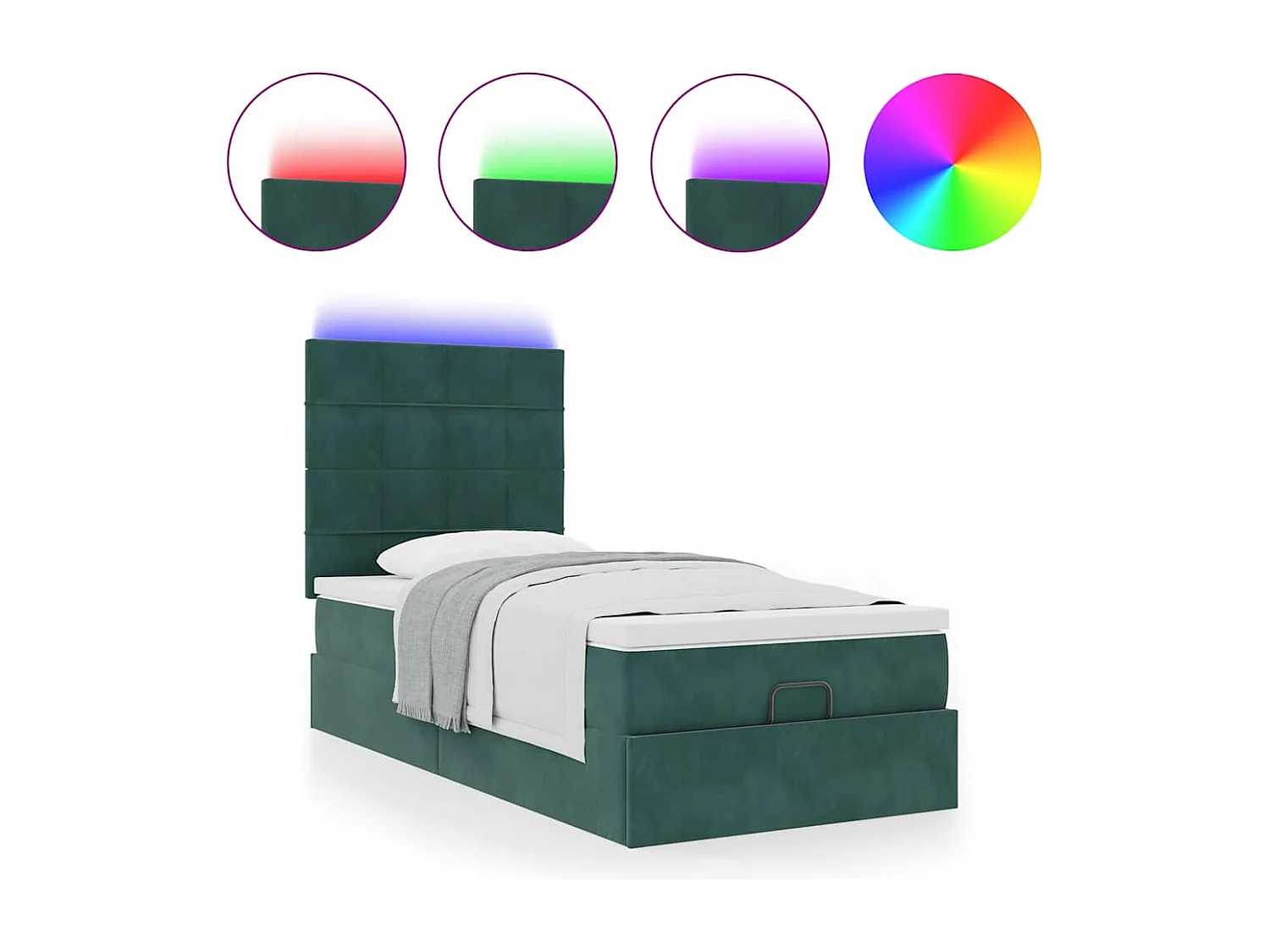 Estrutura de cama otomana colchões 90x200cm veludo verde escuro