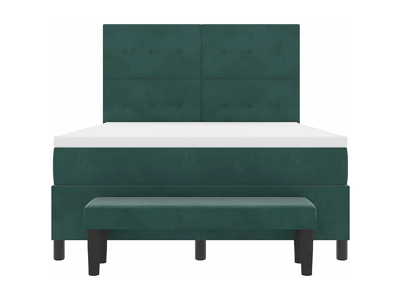 Lit à ressorts avec matelas Vert foncé 140 x 200 cm Velours