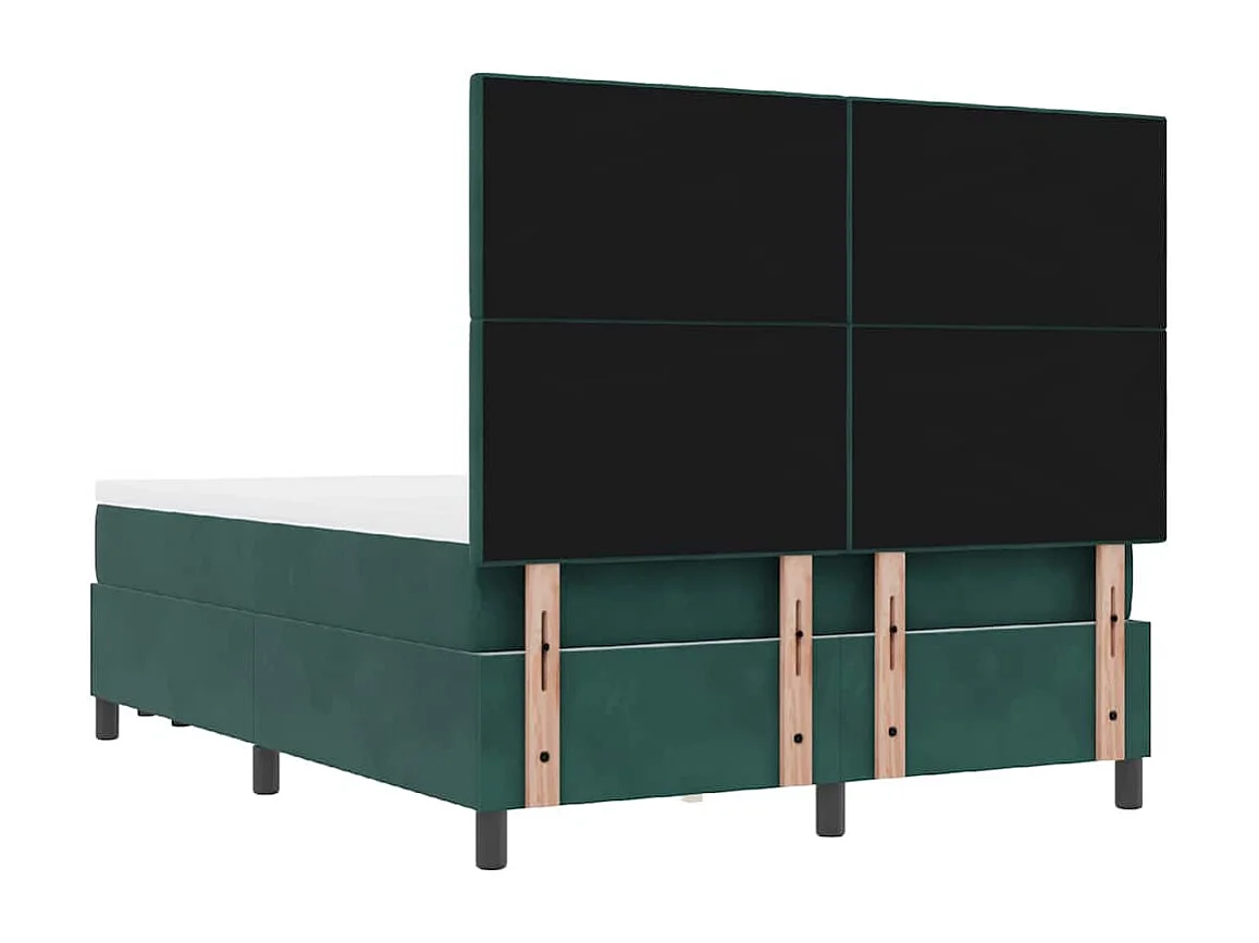 Lit à ressorts avec matelas Vert foncé 140 x 200 cm Velours