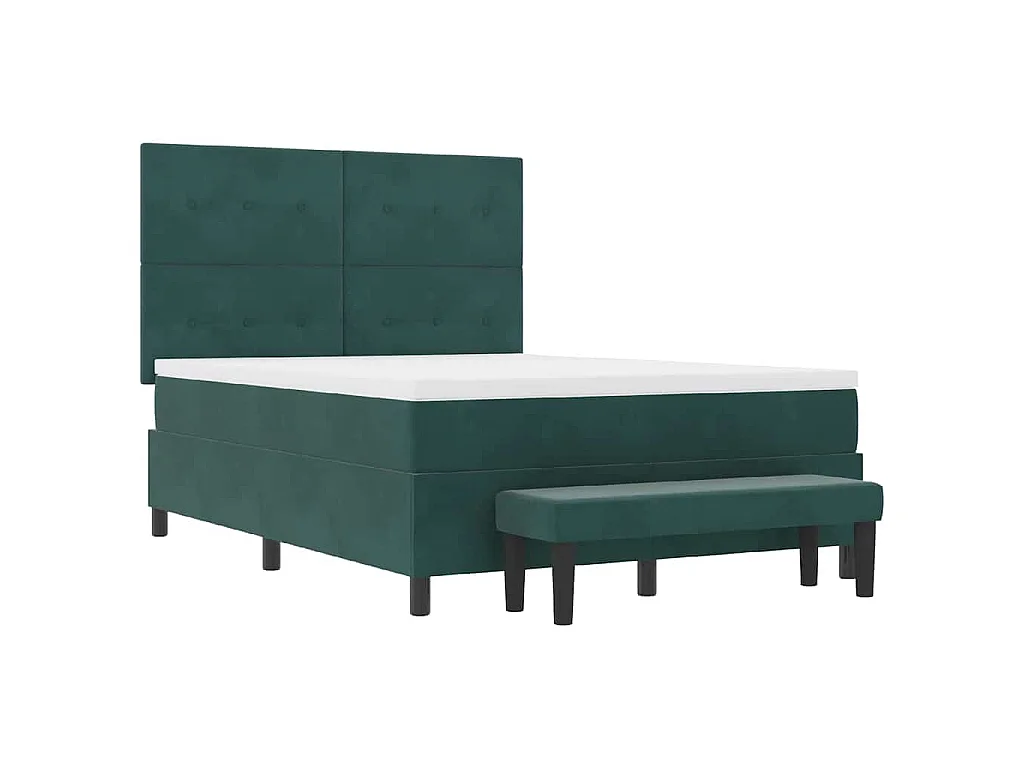 Boxspringbett mit Kopfteil Dunkelgrün 200 x 140 cm Samt