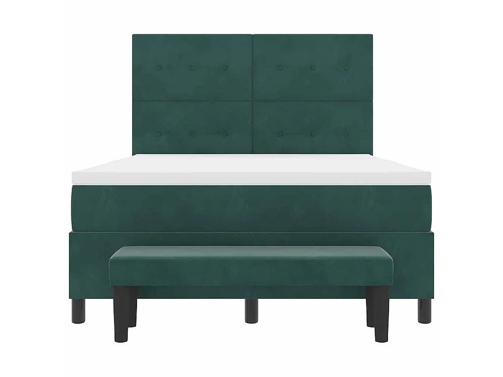 Boxspringbett mit Kopfteil Dunkelgrün 200 x 140 cm Samt