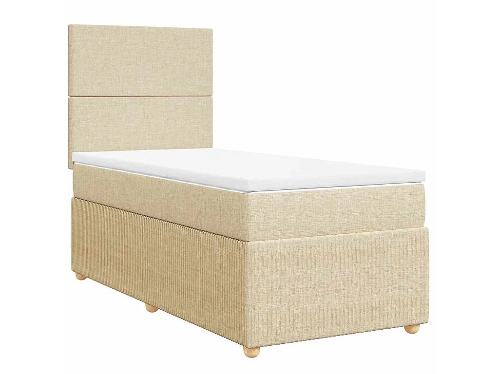 Boxspring met matras stof crèmekleurig 100x200 cm