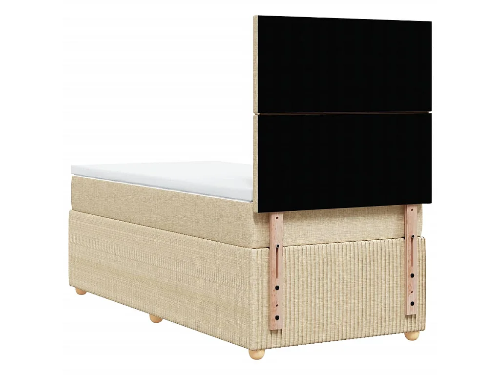 Boxspring met matras stof crèmekleurig 100x200 cm