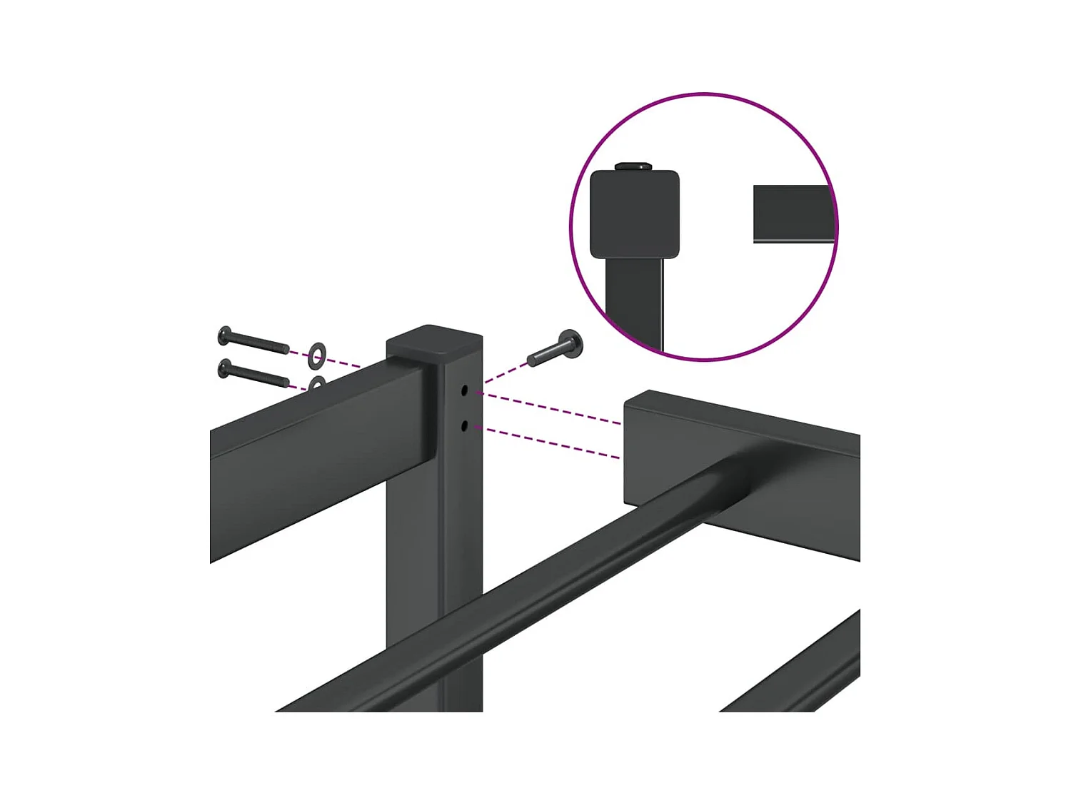 Cadre de lit métal sans matelas noir 160x200 cm