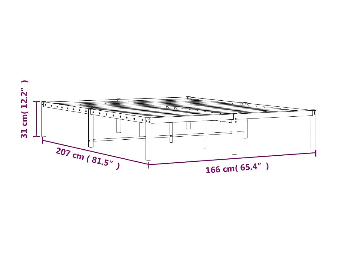 Cadre de lit métal sans matelas noir 160x200 cm