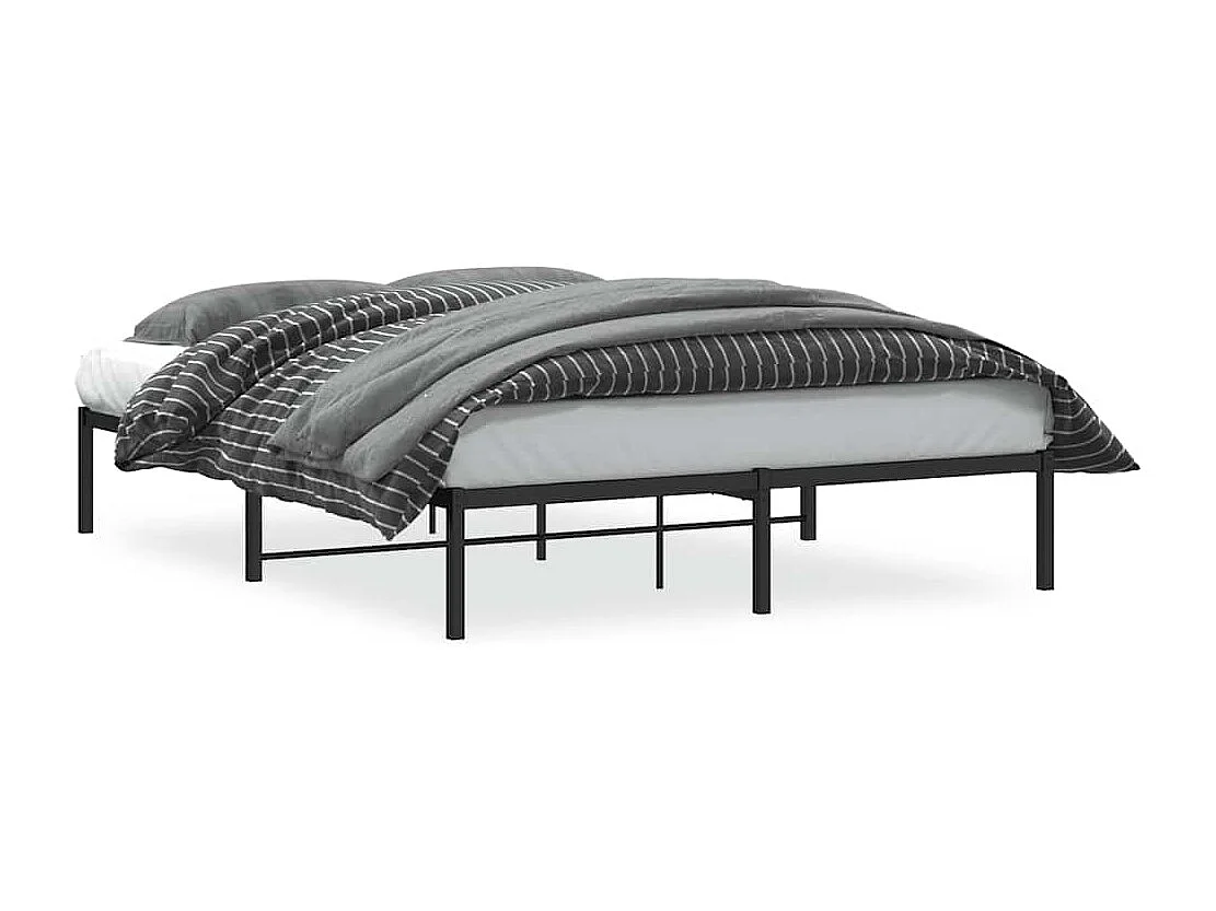 Cadre de lit métal sans matelas noir 160x200 cm