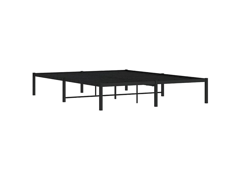 Cadre de lit métal sans matelas noir 160x200 cm