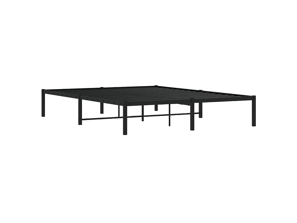 Cadre de lit métal sans matelas noir 160x200 cm