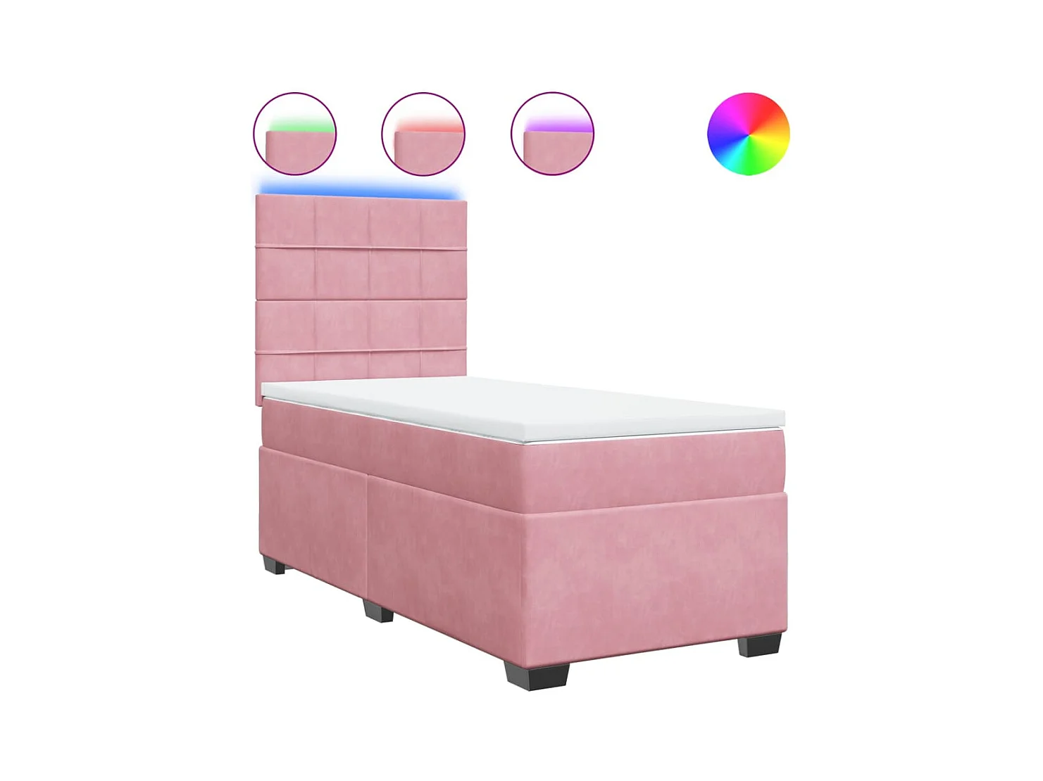 Sommier à lattes de lit avec matelas Rose 90x200 cm Velours