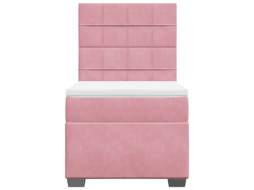 Cama box spring con colchón terciopelo rosa 90x200 cm